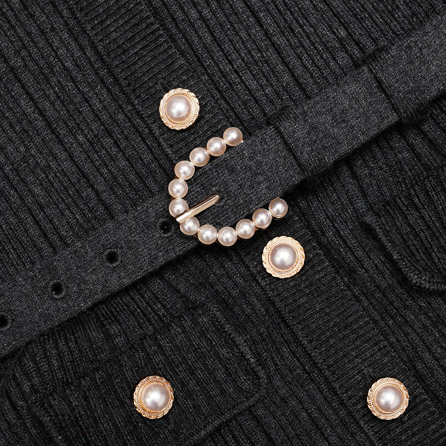 Grey Knit Twill Midi Dress