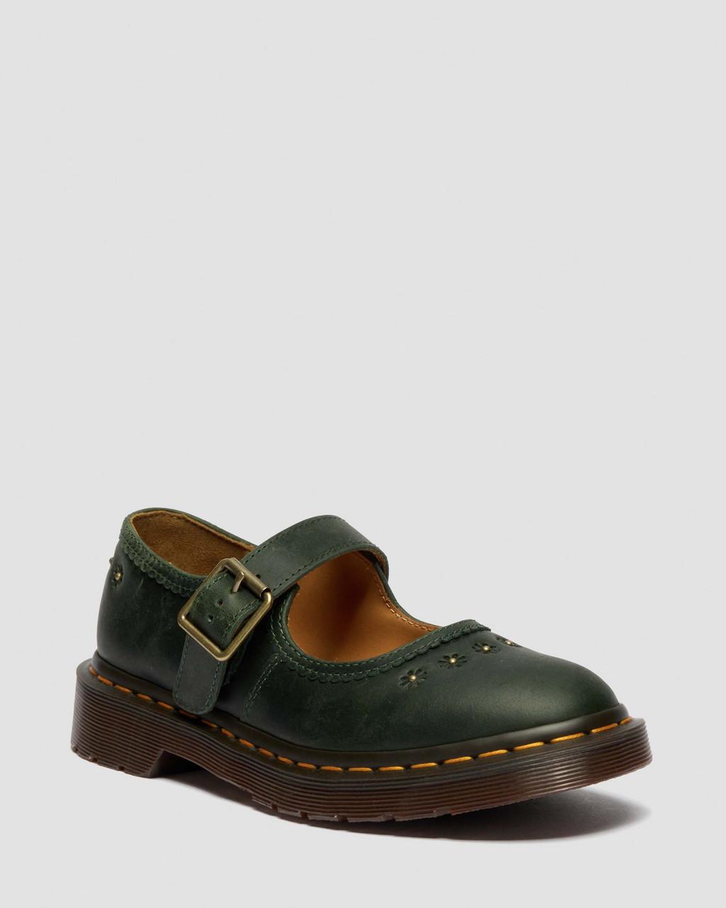 Mary Jane Flower Crazy Horse Leather Shoes