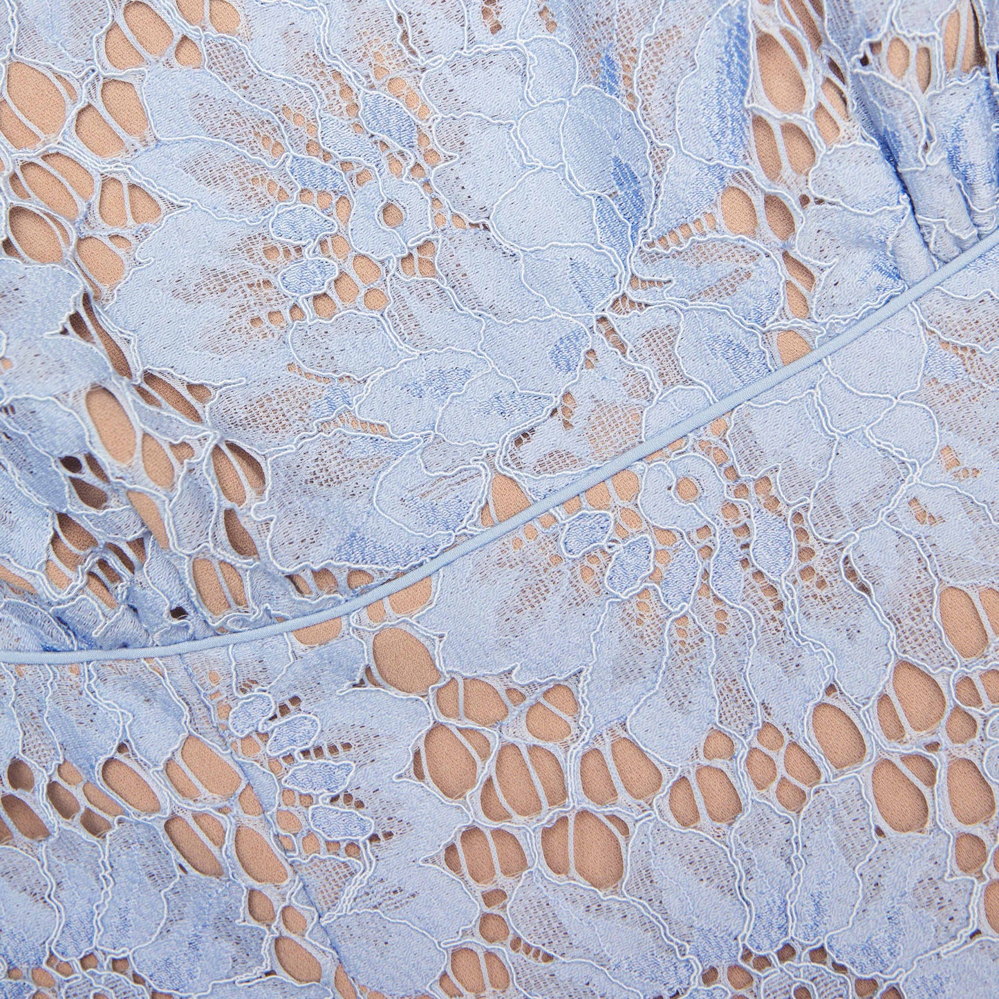 Blue Floral Lace Midi Dress