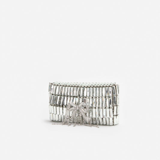 Silver Crystal Bow Mini Shoulder Bag