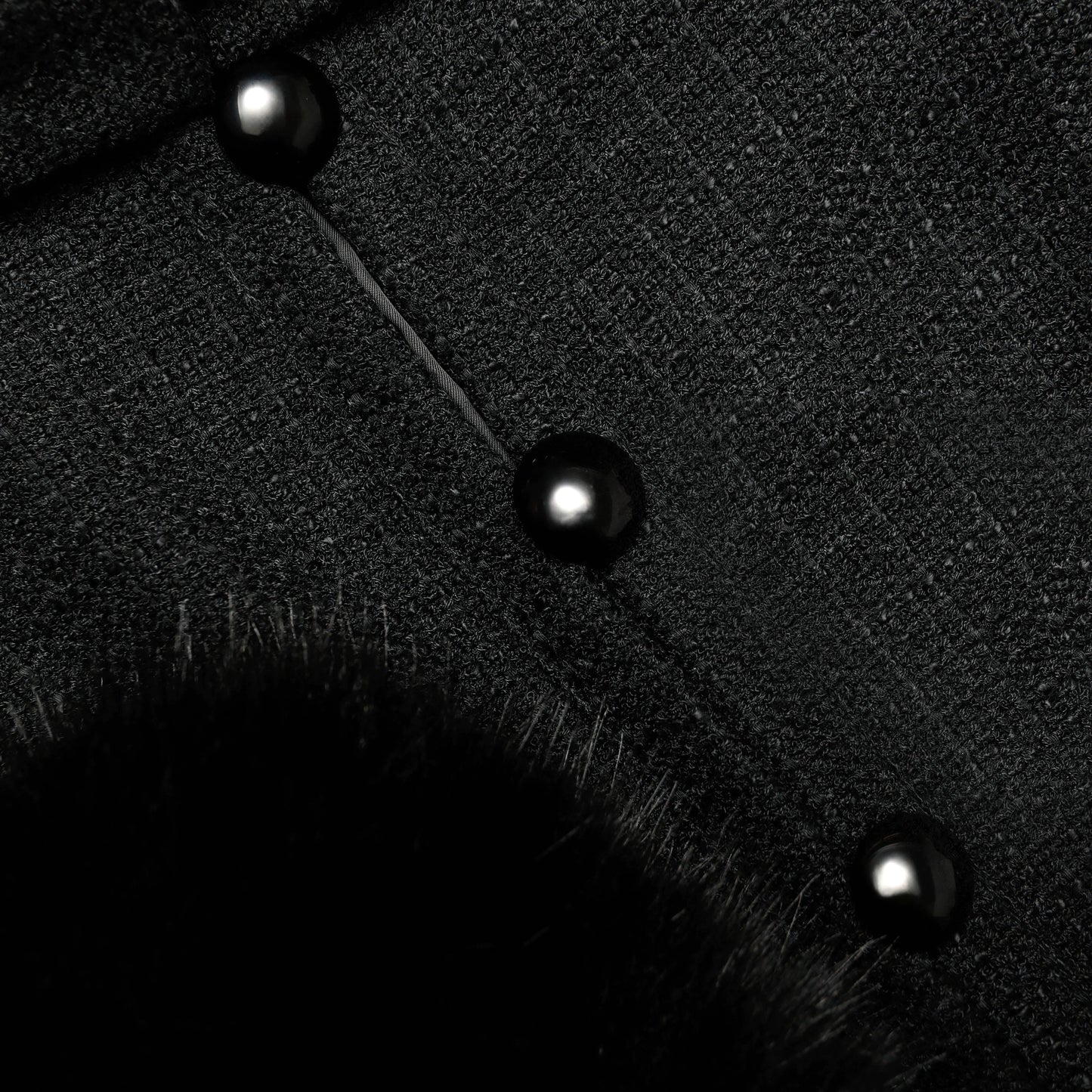 Black Boucle Faux Fur Cuff Jacket