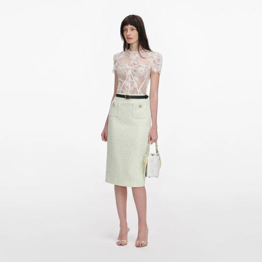 White Sequin Lace Top