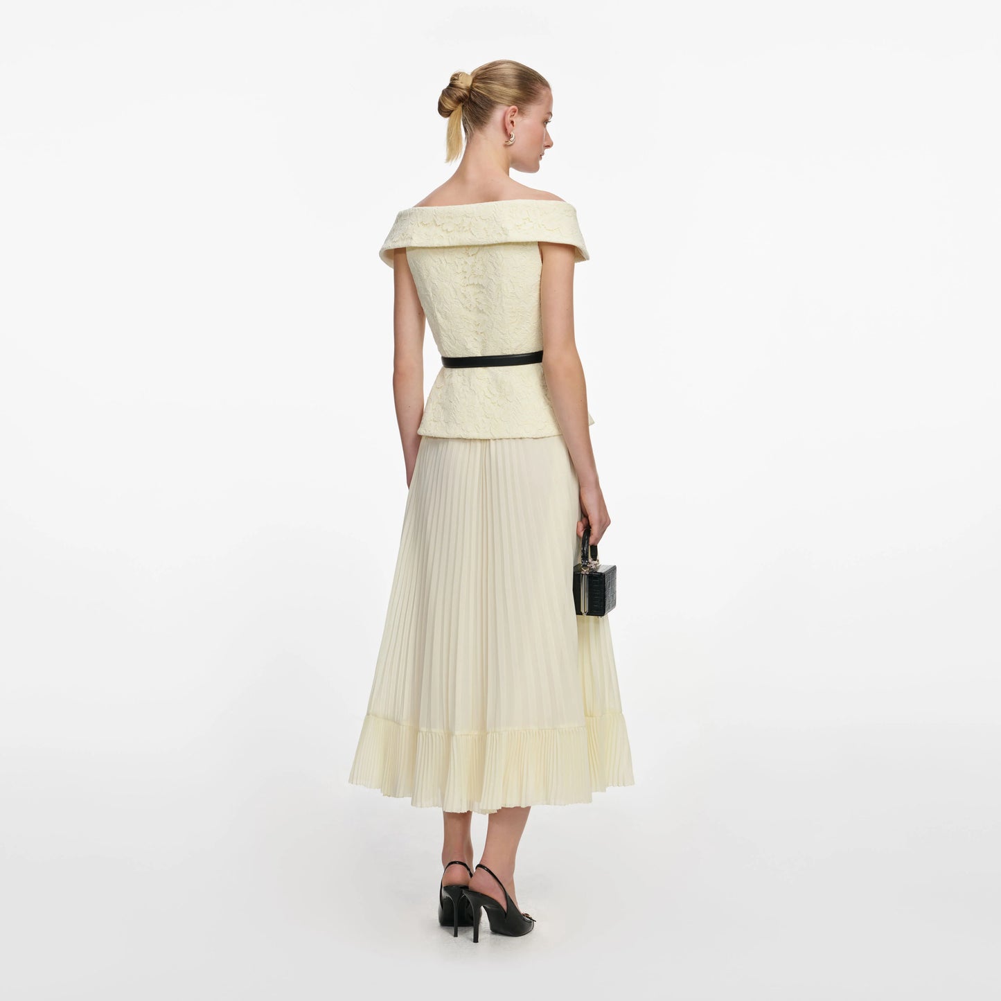 Yellow Lace Chiffon Midi Dress