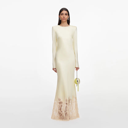 Yellow Viscose Lace Maxi Dress