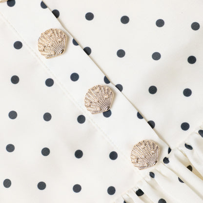 Cream Polka Dot Frill Top
