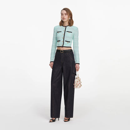 Mint Pointelle Knit Cardigan