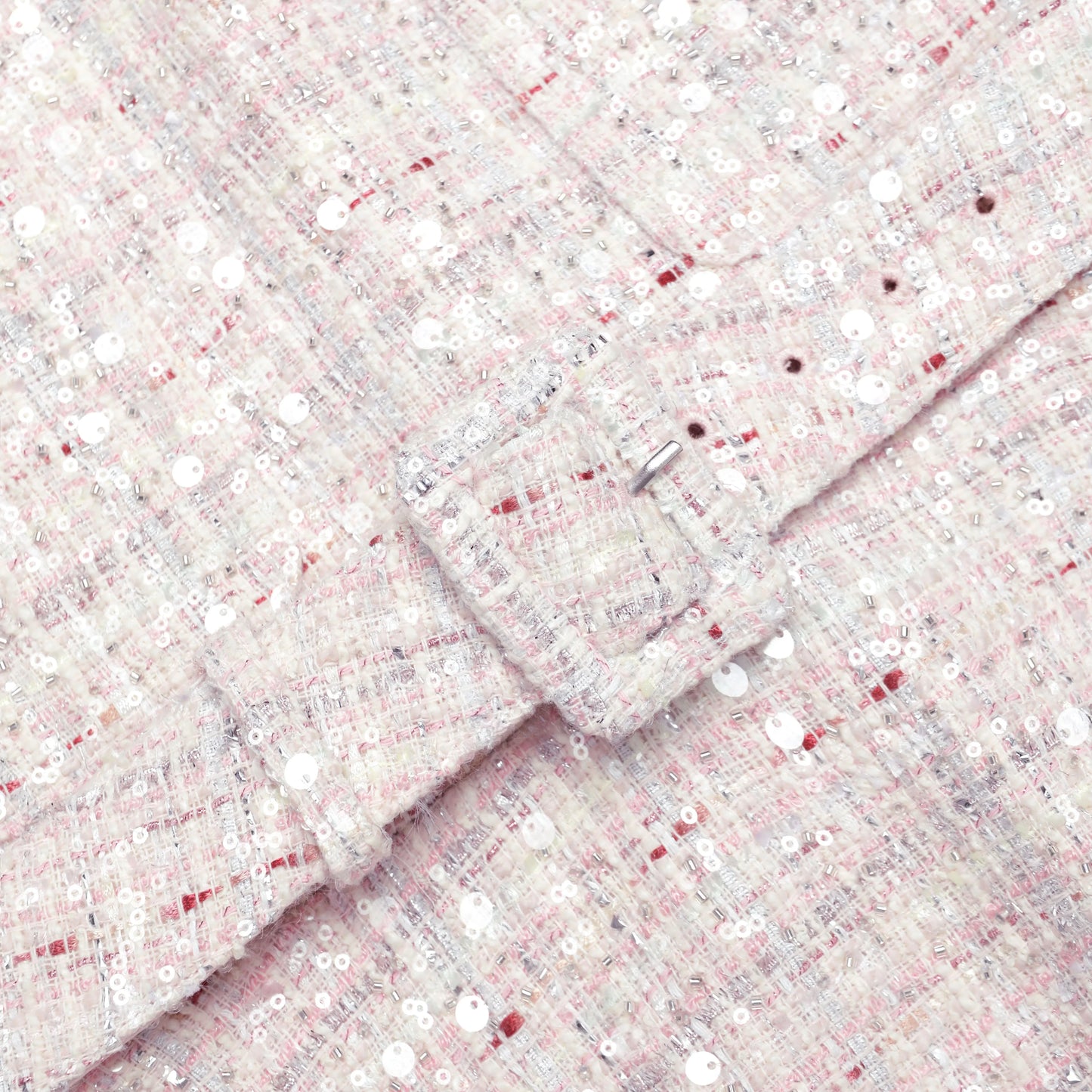 Pink Sequin Boucle Belted Mini Dress