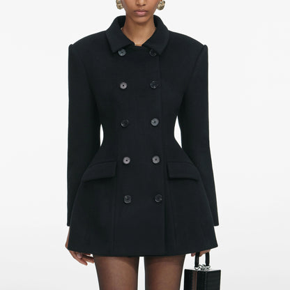 Black Wool Double Breasted Jacket