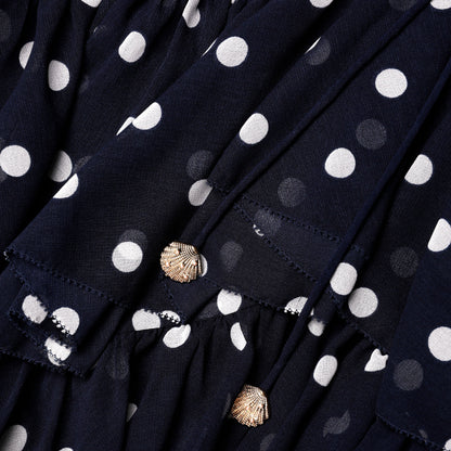 Polka Dot Georgette Ruffle Maxi Dress
