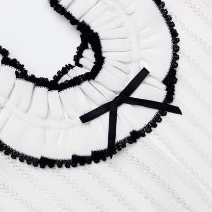 White Contrast Trim Knit Mini Dress