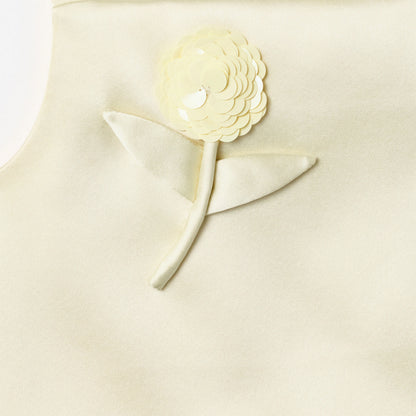 Yellow Satin Sequin Flower Top