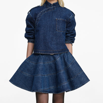 Flared Denim Mini Skirt