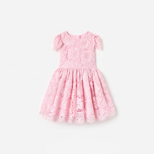 Pink Floral Lace Dress