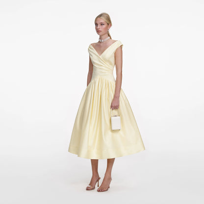 Yellow Cotton Midi Dress