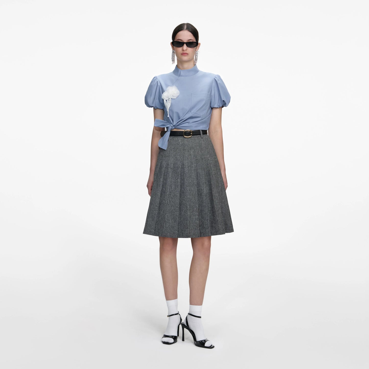 Blue Cotton Tie Side Top