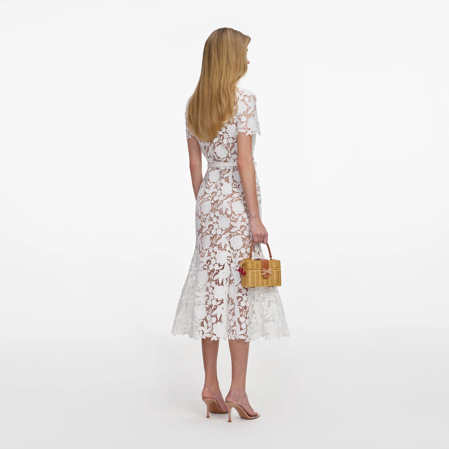White Lace Collared Midi Dress
