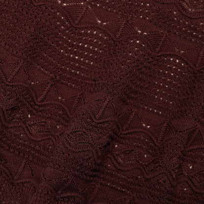 Brown Pointelle Knit Mini Skirt