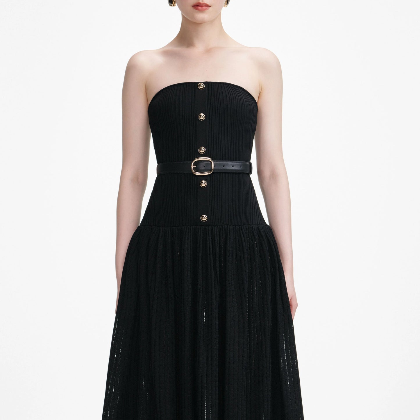 Black Bandeau Knit Maxi Dress