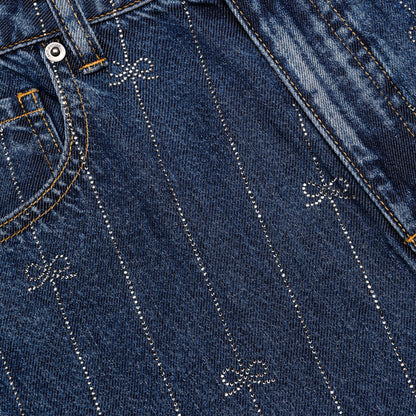 Rhinestone Stripe Denim Jeans