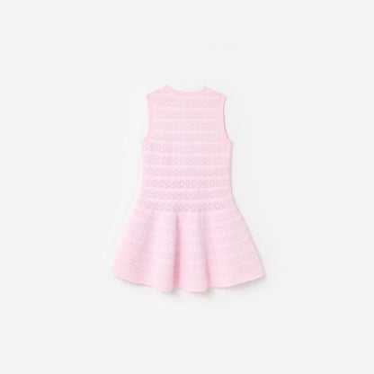 Pink Lace Bow Knit Dress