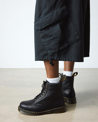1460 Faux Fur Lined Grizzly Leather Lace Up Boots