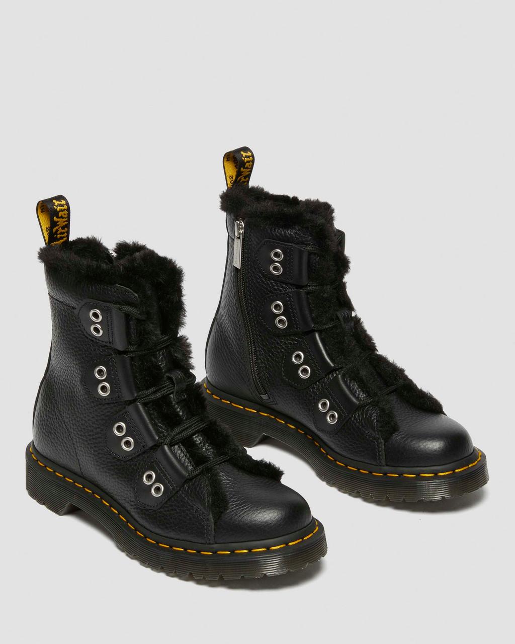 1460 Faux Fur Lined Leather Lace Up Boots