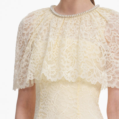Yellow Lace Cape Mini Dress