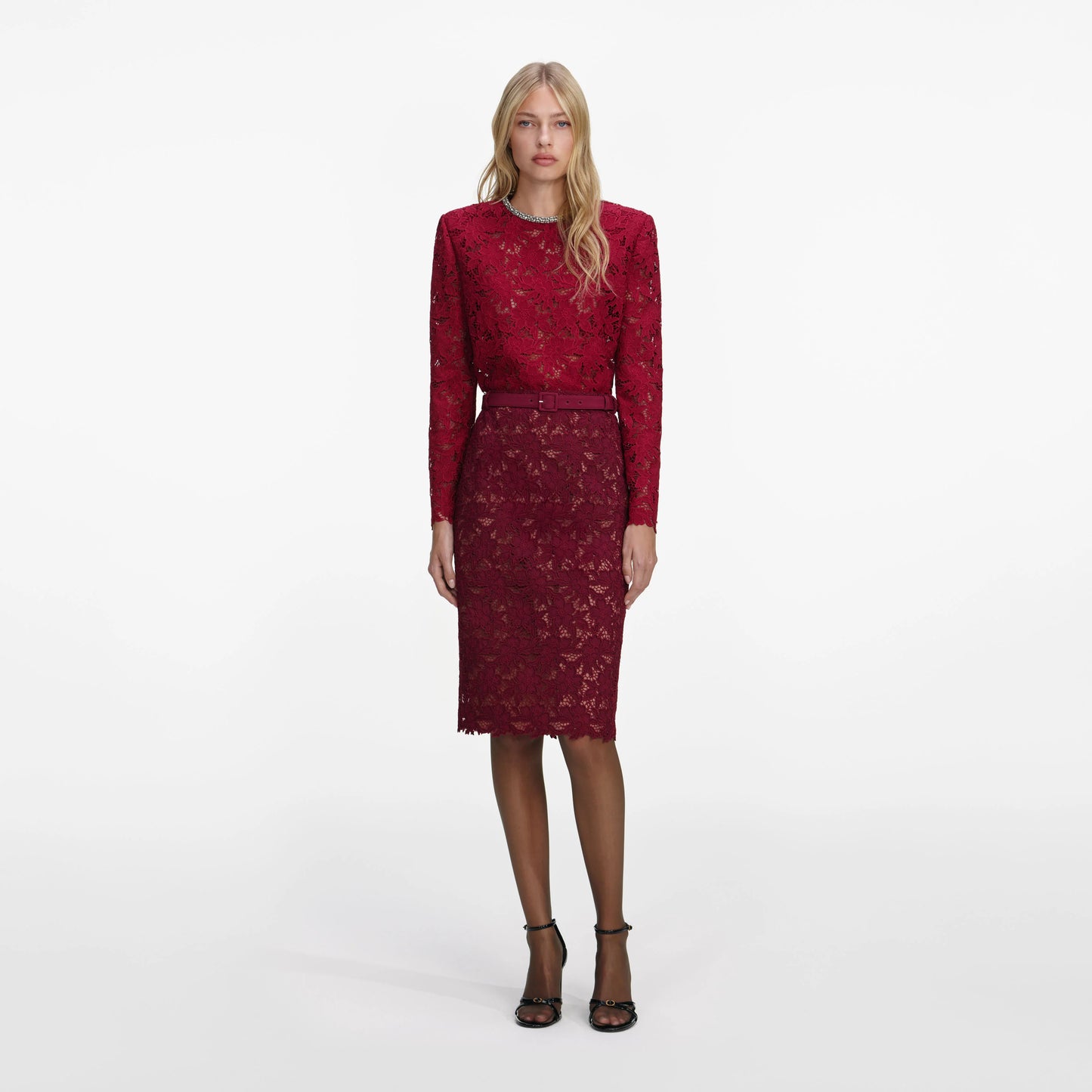 Burgundy Lace Crystal Top