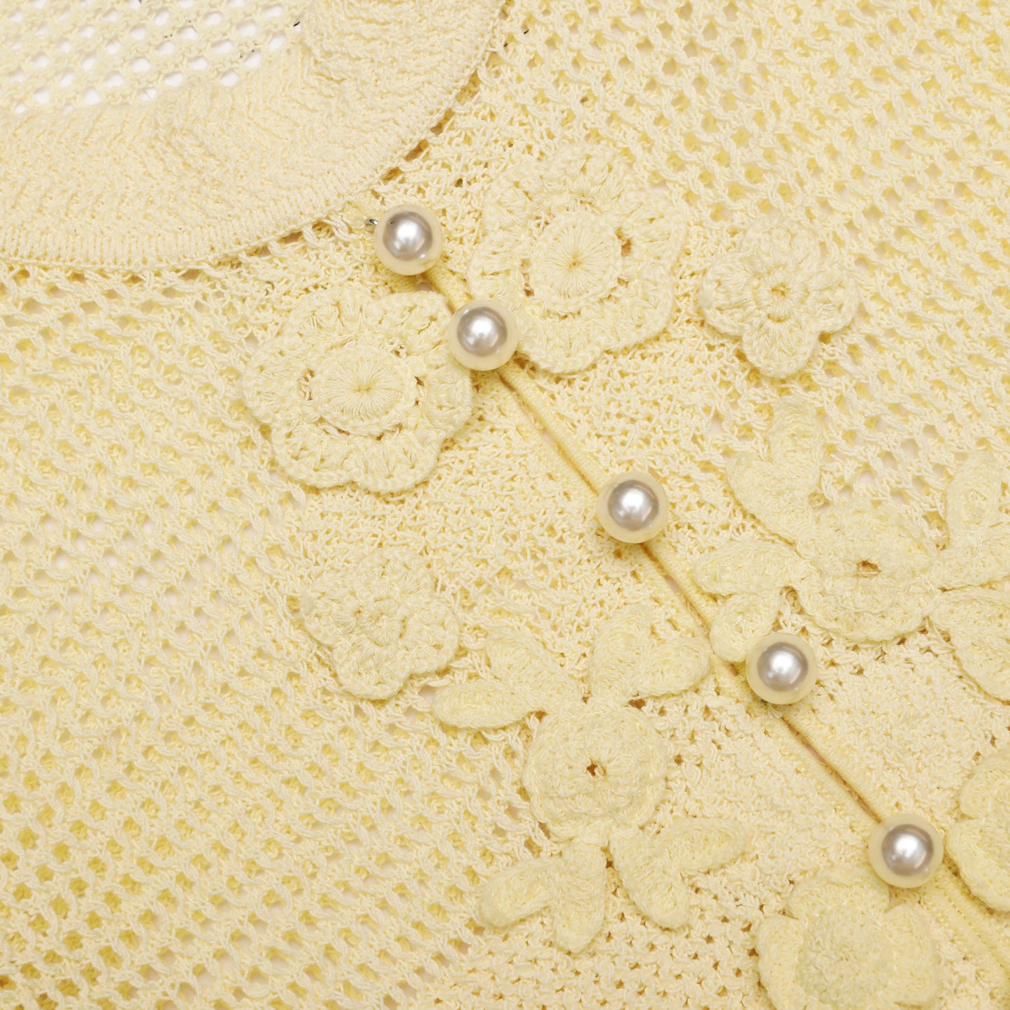 Yellow Floral Crochet Mini Dress