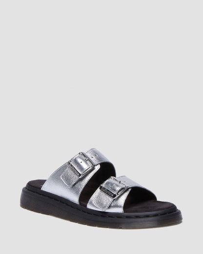 Josef Metallic Leather Slide Sandals