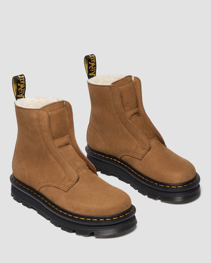 ZEBZAG LACELESS WARM LINED SLIP ON NUBUCK BOOTS
