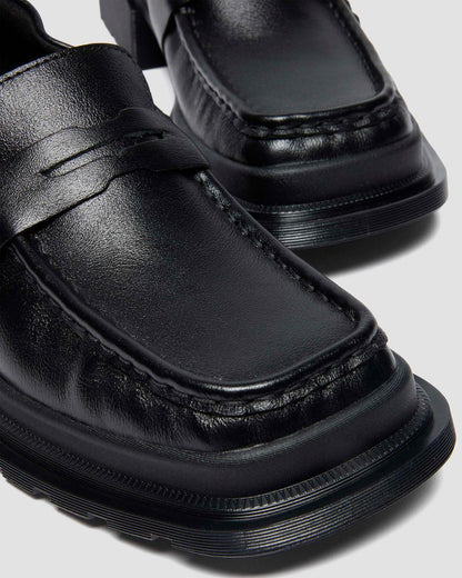 MAYBOLE SQUARE TOE RUCHED LEATHER LOAFERS