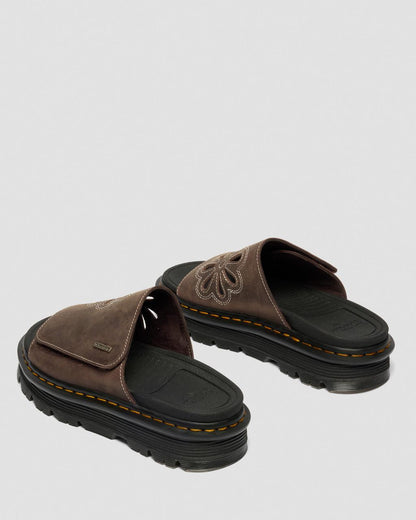 Zebzag Flower Crazy Horse Leather Slides