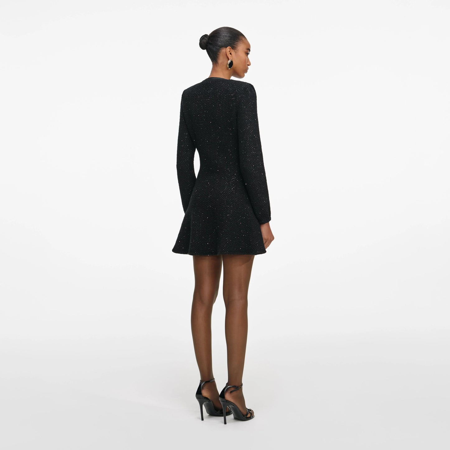Black Sequin Knit Mini Dress