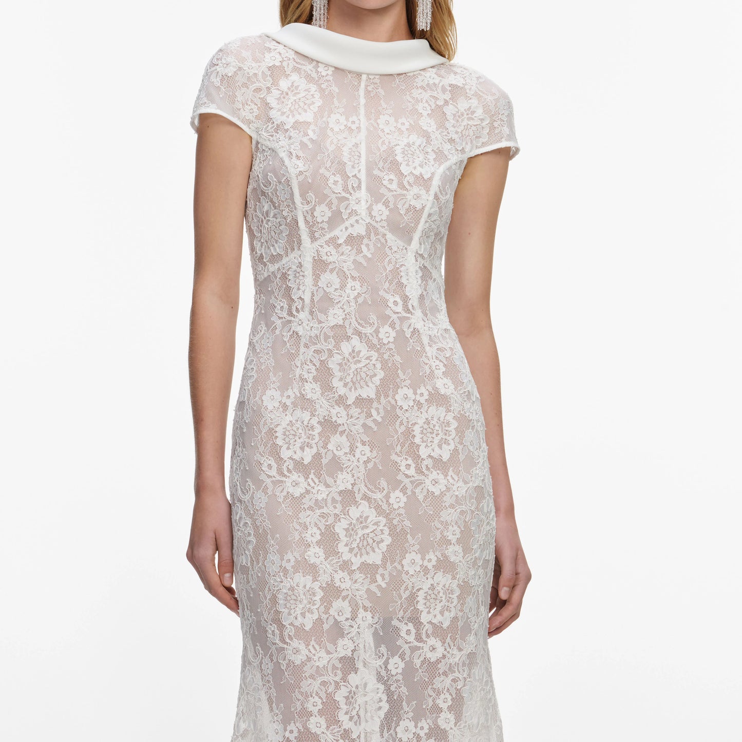 White Lace Scoop Back Maxi Dress