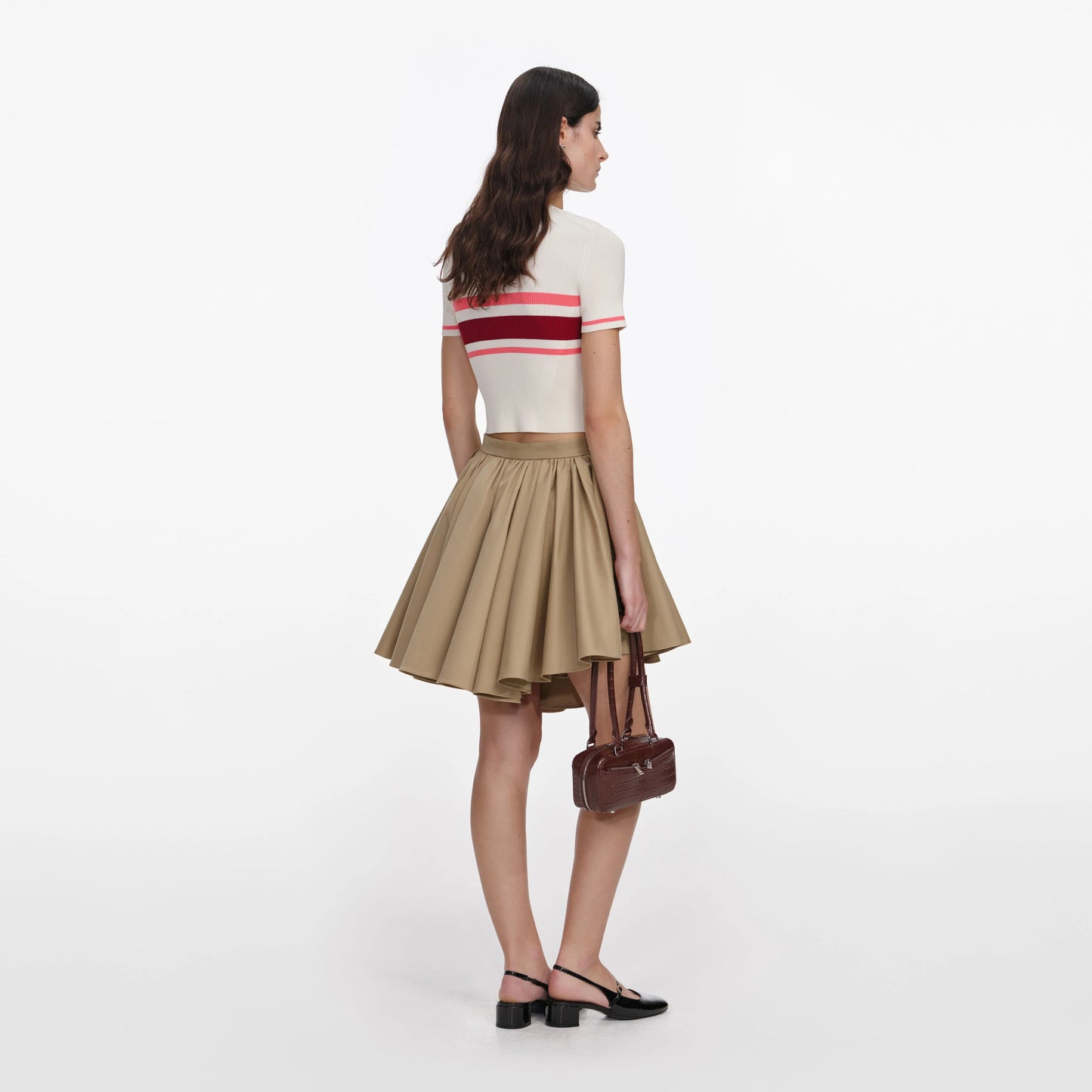 Cream Stripe Viscose Knit Top