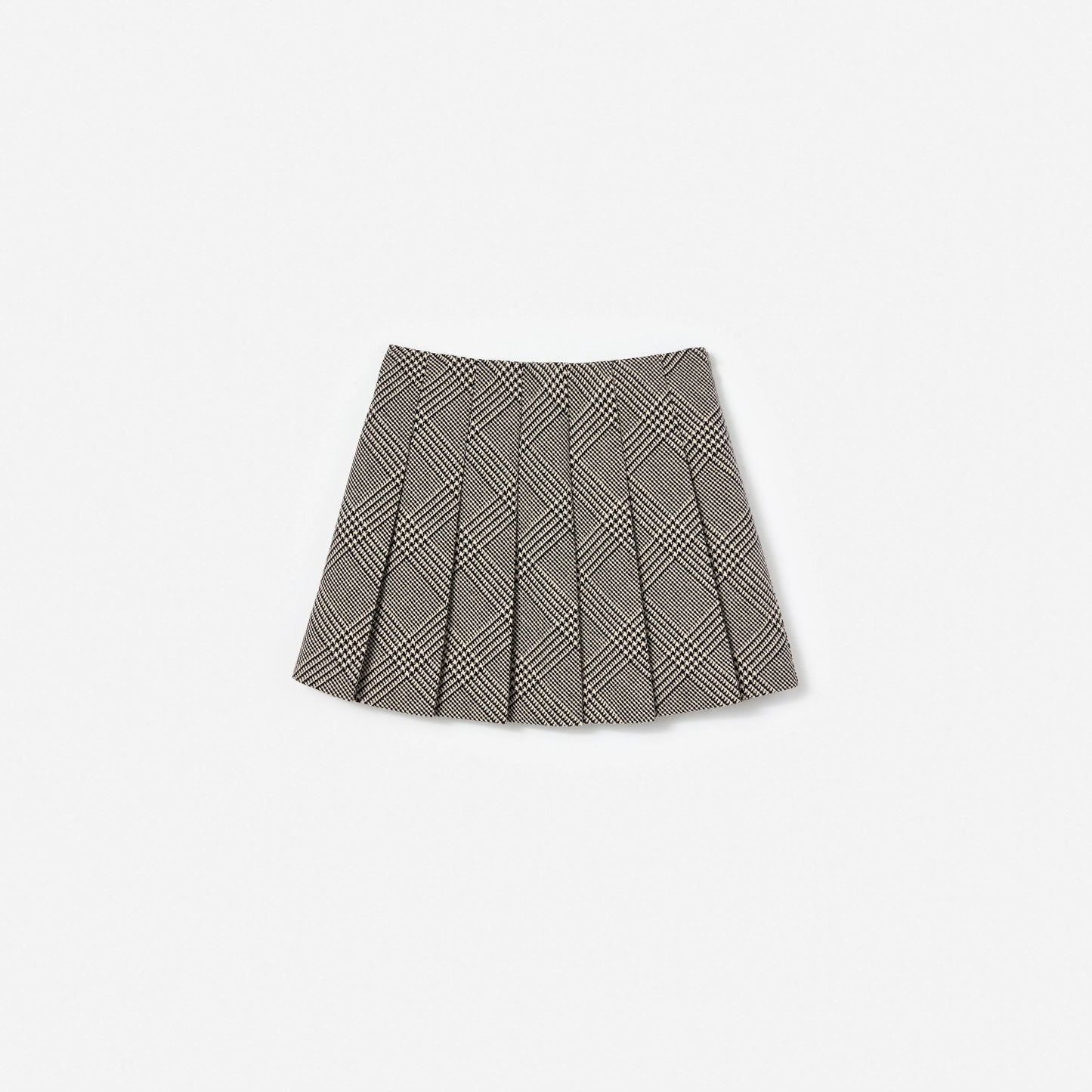 Black Check Pleated Skirt