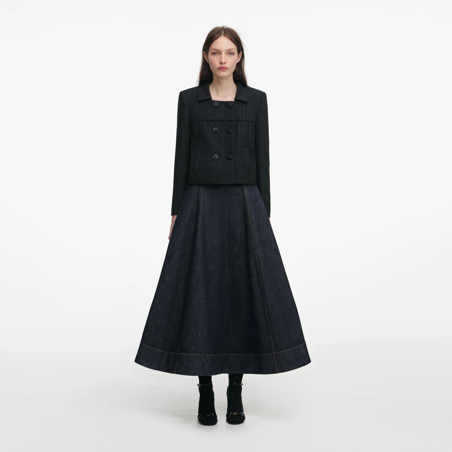 Black Boucle Cropped Jacket