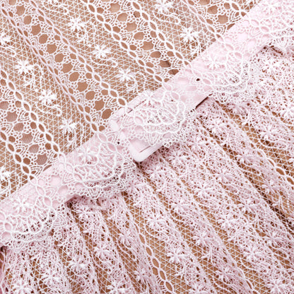 Pink Organza Lace Midi Dress