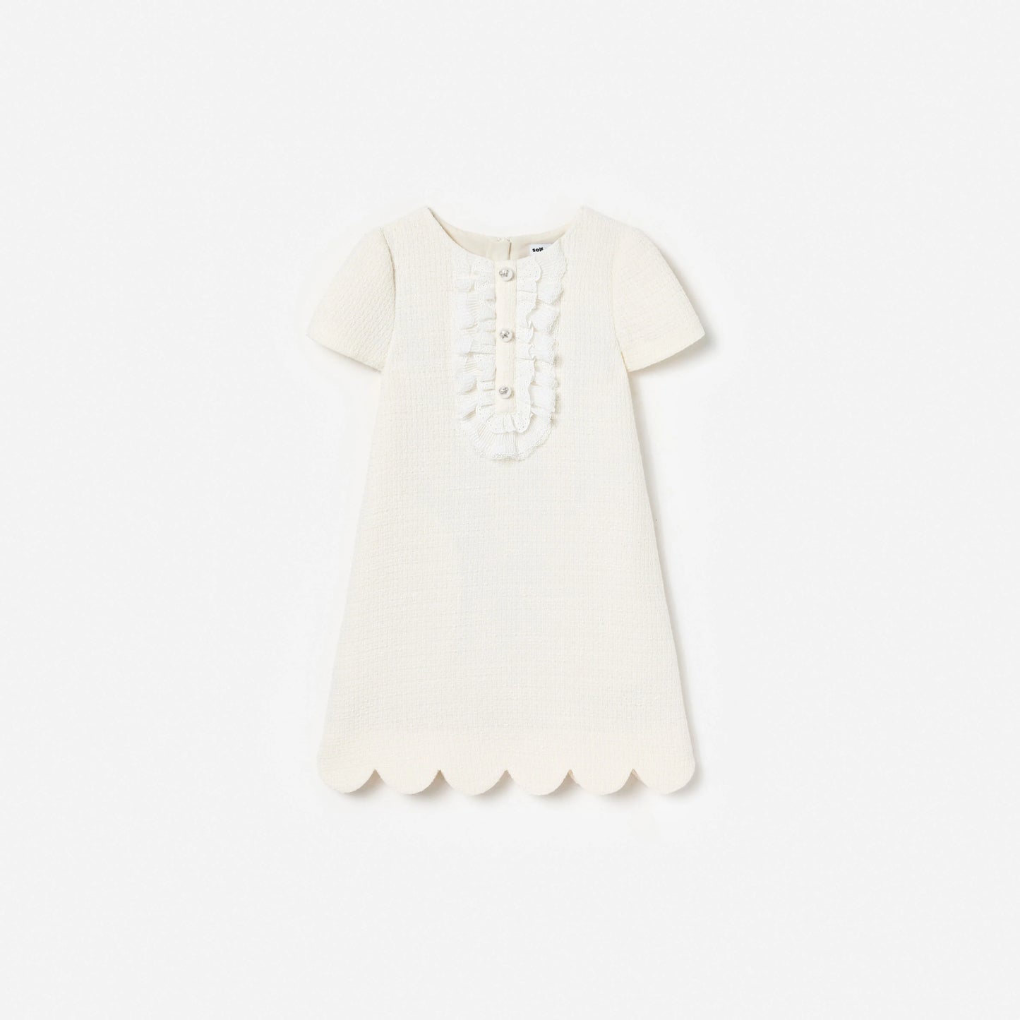 Cream Boucle Lace Bib Dress