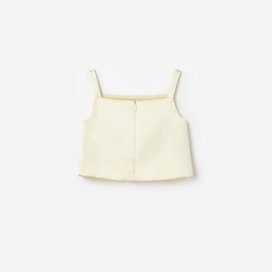 Yellow Satin Sequin Flower Top