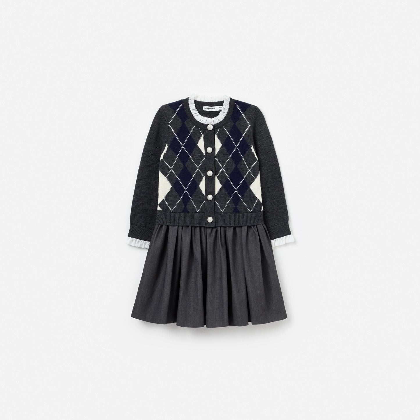 Grey Argyle Knit Dress