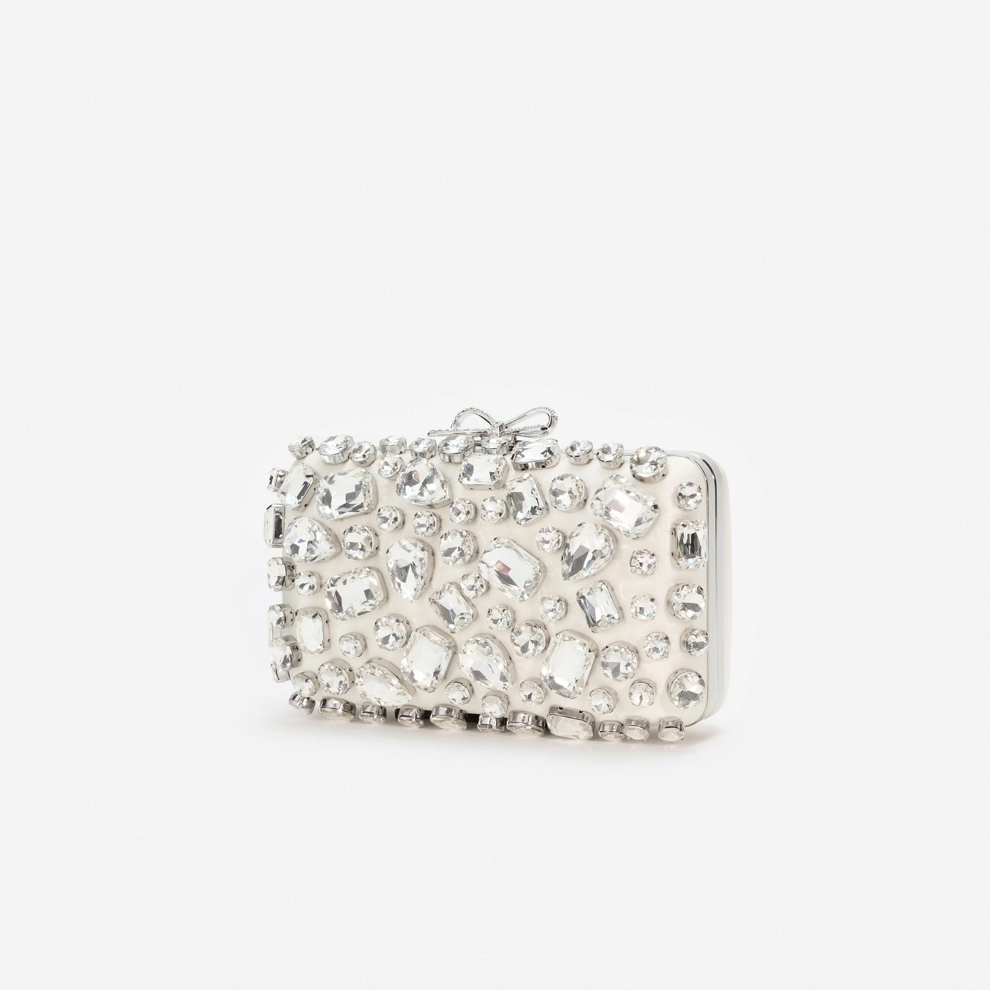 Cream Satin Crystal Clutch Bag