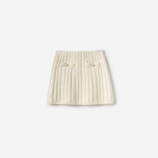 Cream Alpaca Knit Skirt
