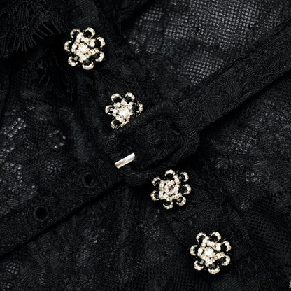 Black Lace Ruffle Maxi Dress