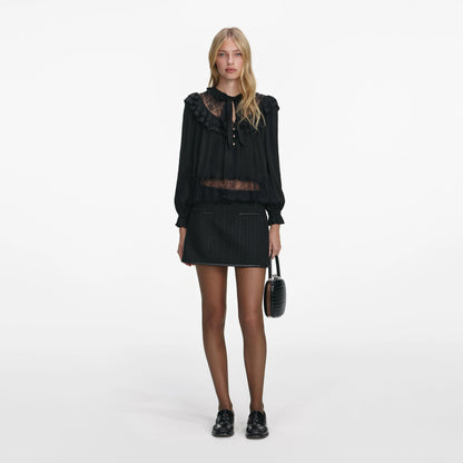 Black Viscose Lace Blouse