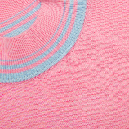 Pink Contrast Stripe Knit Top