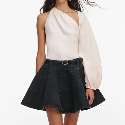 Cream Draped Sleeve Top