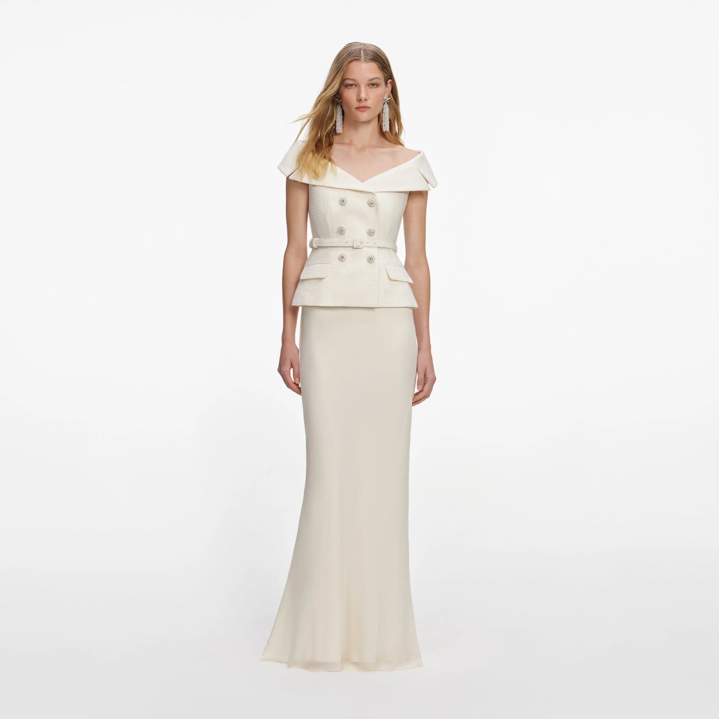 Cream Boucle Maxi Dress