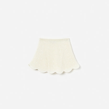 Cream Flower Knitted Skirt